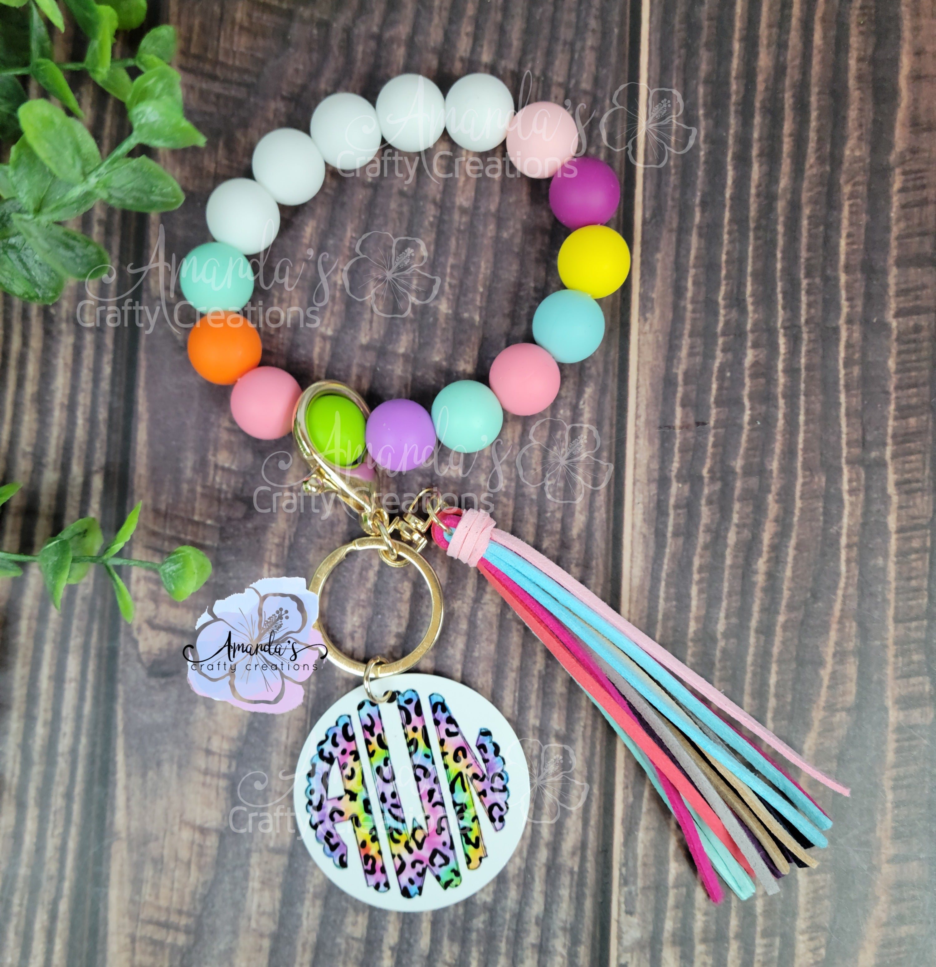 Silicone bead keychain bracelet, rainbow wristlet, laser engraving bla –  ACC Sublimation Blanks & Designs